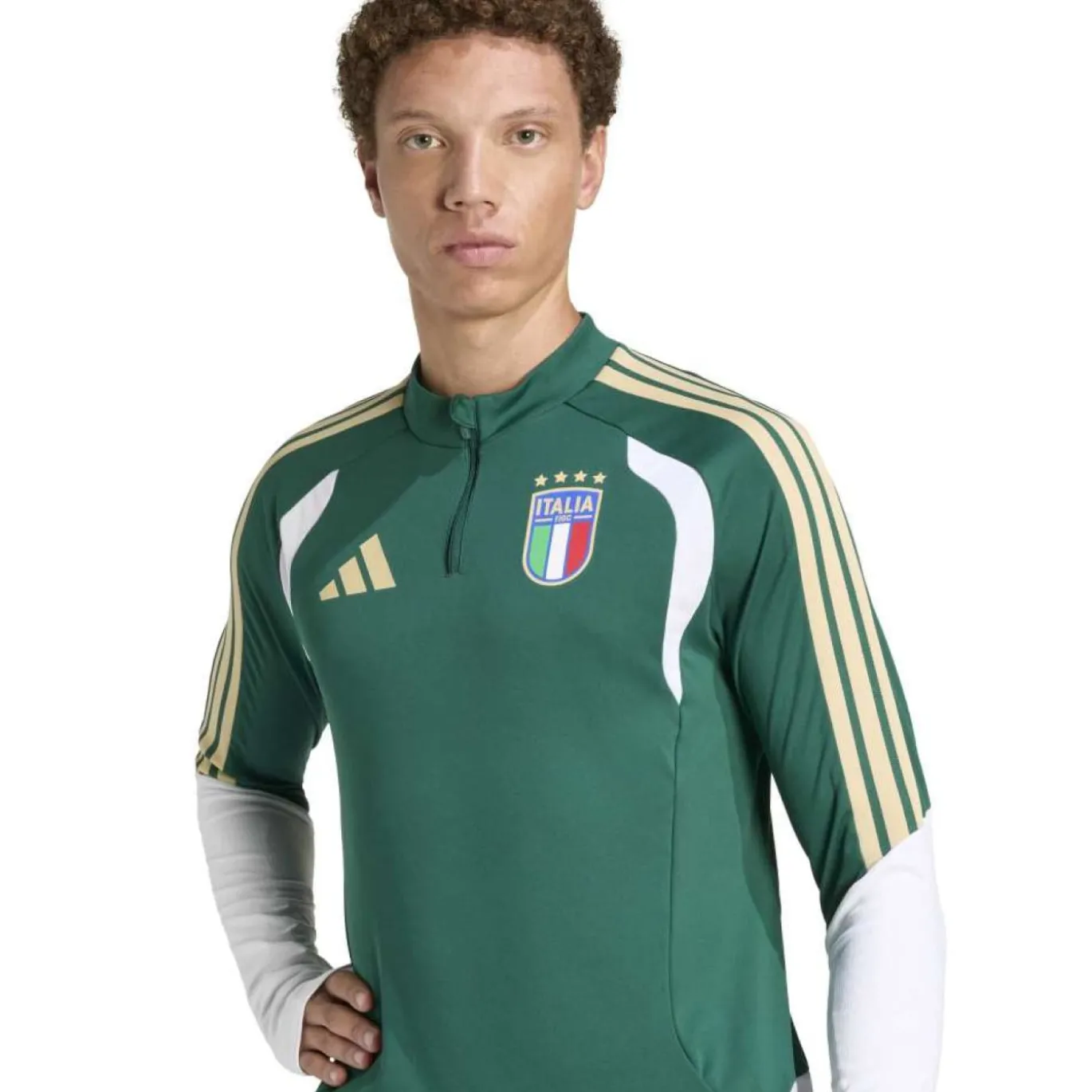 adidas Italië Trainingstrui 1/4-Zip 2026-2028 Groen Wit Goud