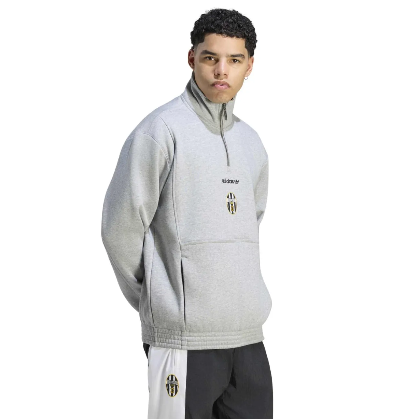adidas Juventus EQT Trainingstrui 1/4-Zip Grijs Zwart