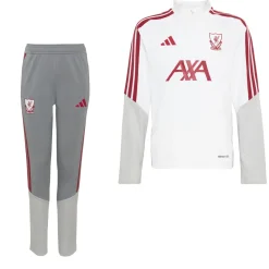 adidas Liverpool Europees Trainingspak 1/4-Zip 2026-2027 Kids Wit Grijs Rood