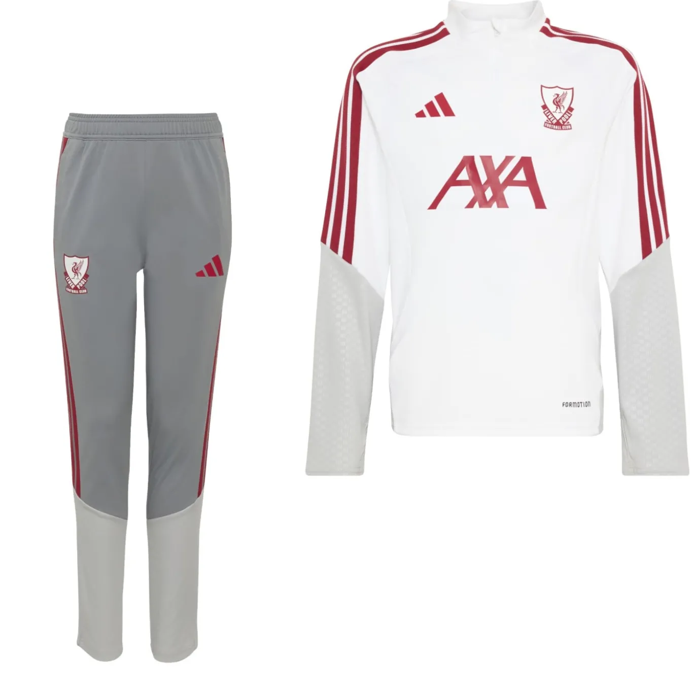 adidas Liverpool Europees Trainingspak 1/4-Zip 2026-2027 Kids Wit Grijs Rood