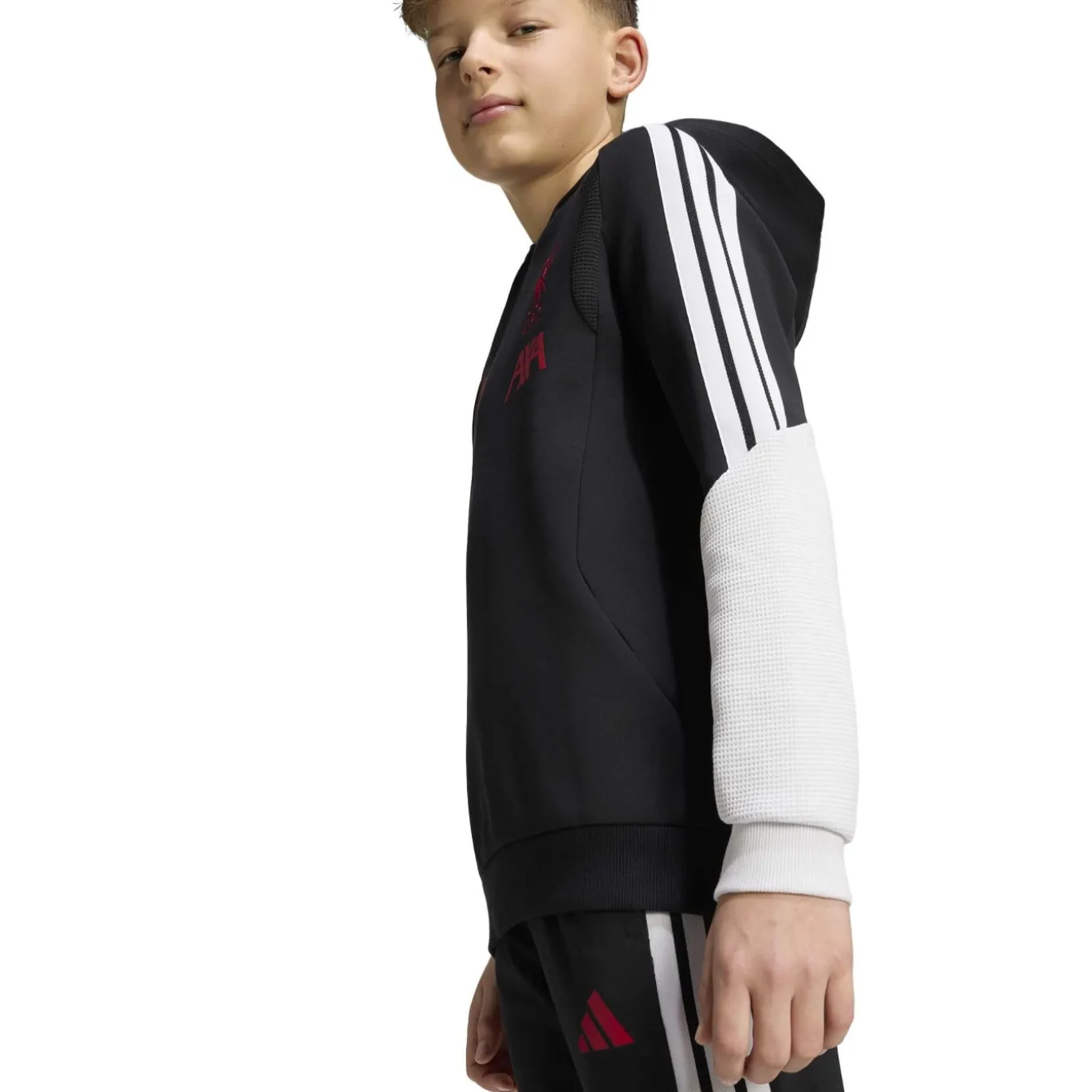 adidas Liverpool Hoodie 2026-2027 Kids Zwart Wit Rood