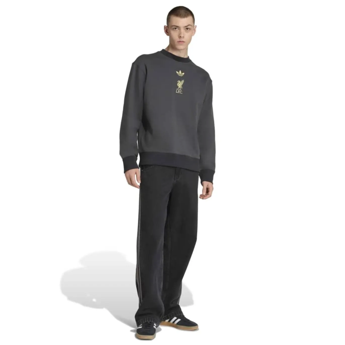 adidas Liverpool Lifestyler Crew Sweater Donkergrijs Goud