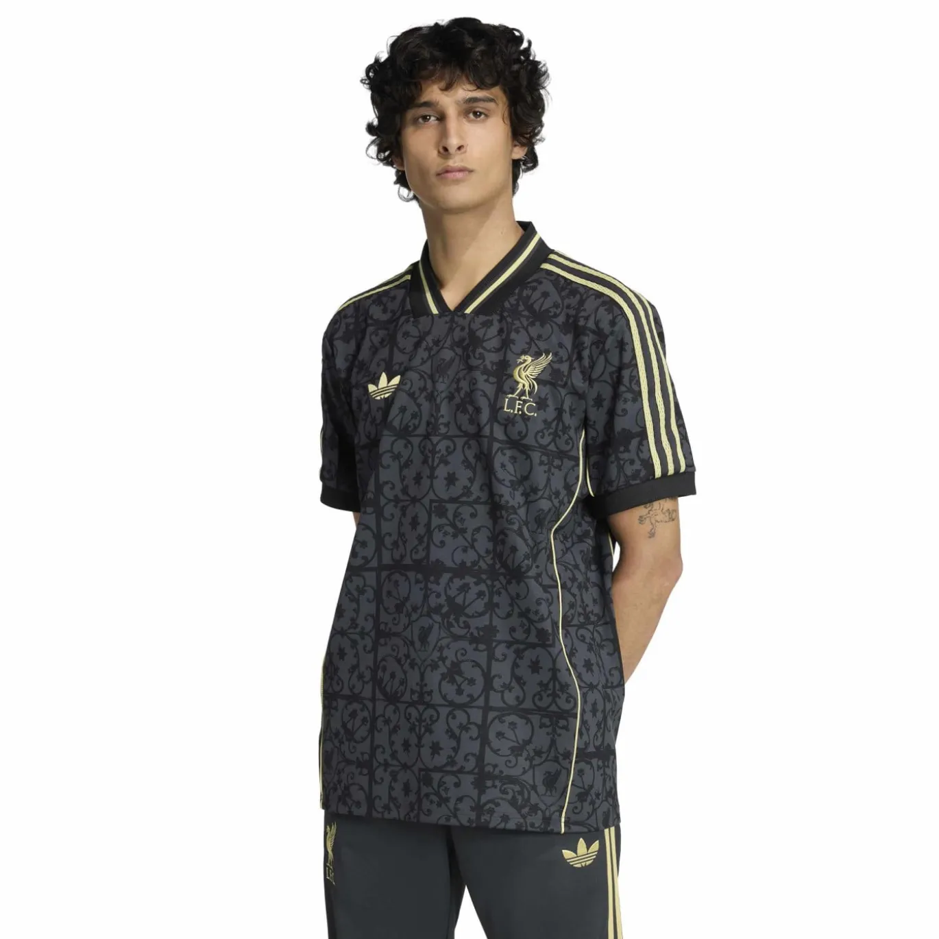 adidas Liverpool Lifestyler T-Shirt Donkergrijs Zwart Goud