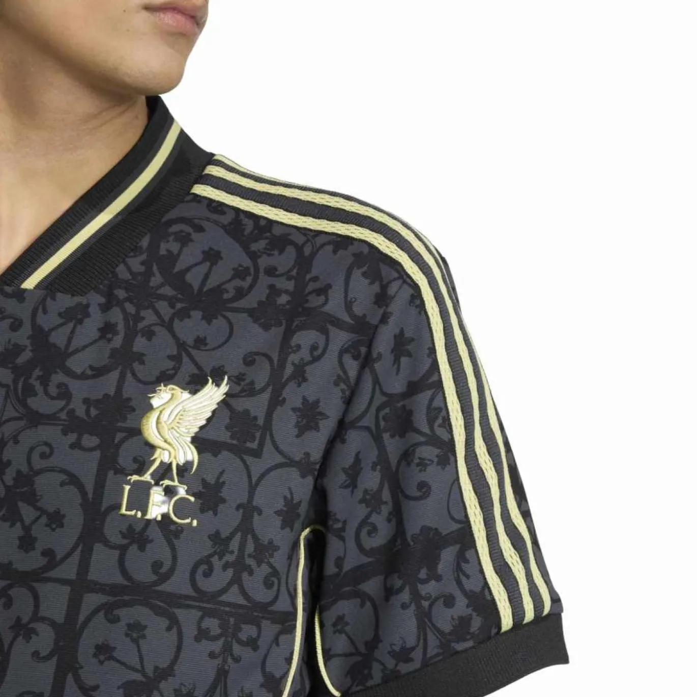 adidas Liverpool Lifestyler T-Shirt Donkergrijs Zwart Goud