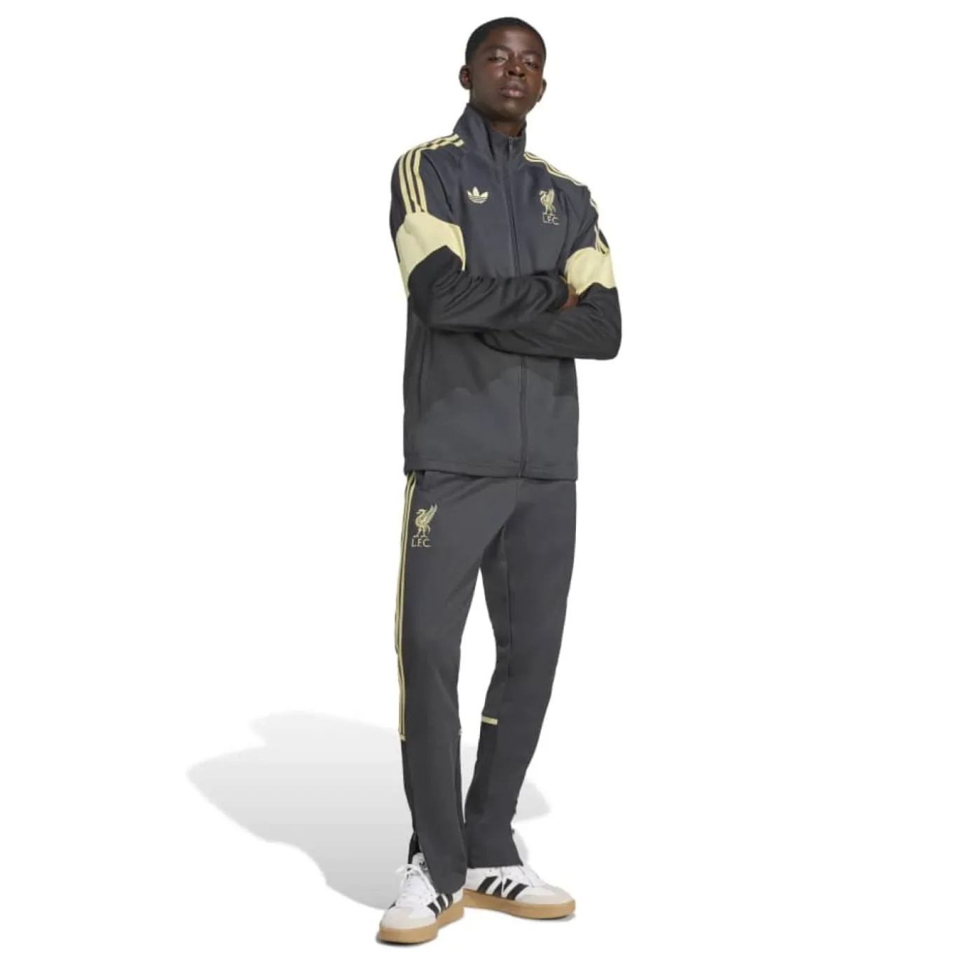 adidas Liverpool Lifestyler Trainingsjack Donkergrijs Goud Zwart