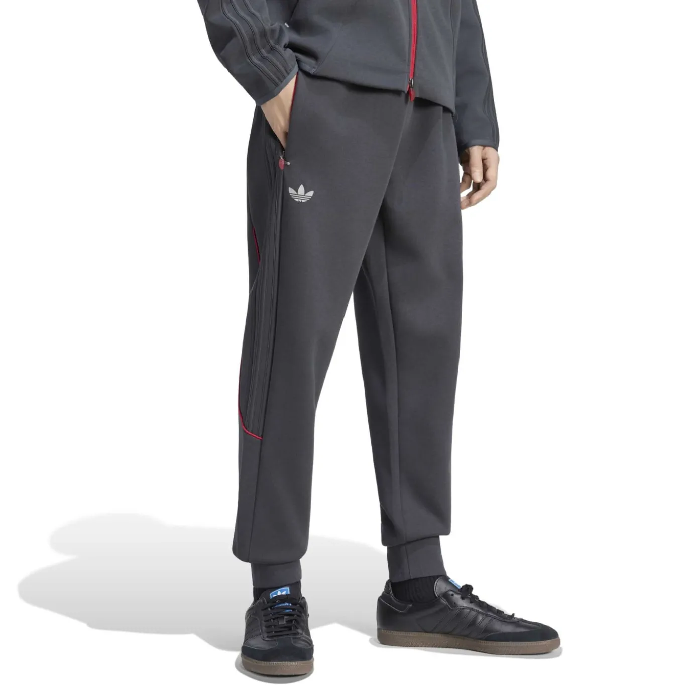 adidas Liverpool Originals Trainingsbroek Donkergrijs Rood Zilver