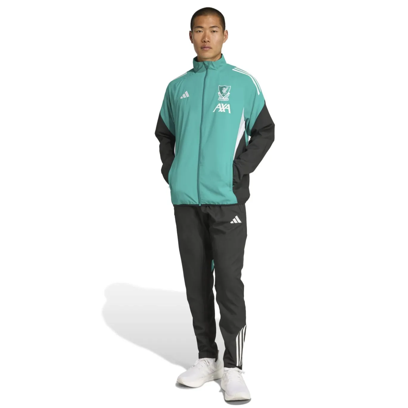 adidas Liverpool Presentatie Trainingspak Full-Zip Europees 2025-2026 Groen Zwart Wit