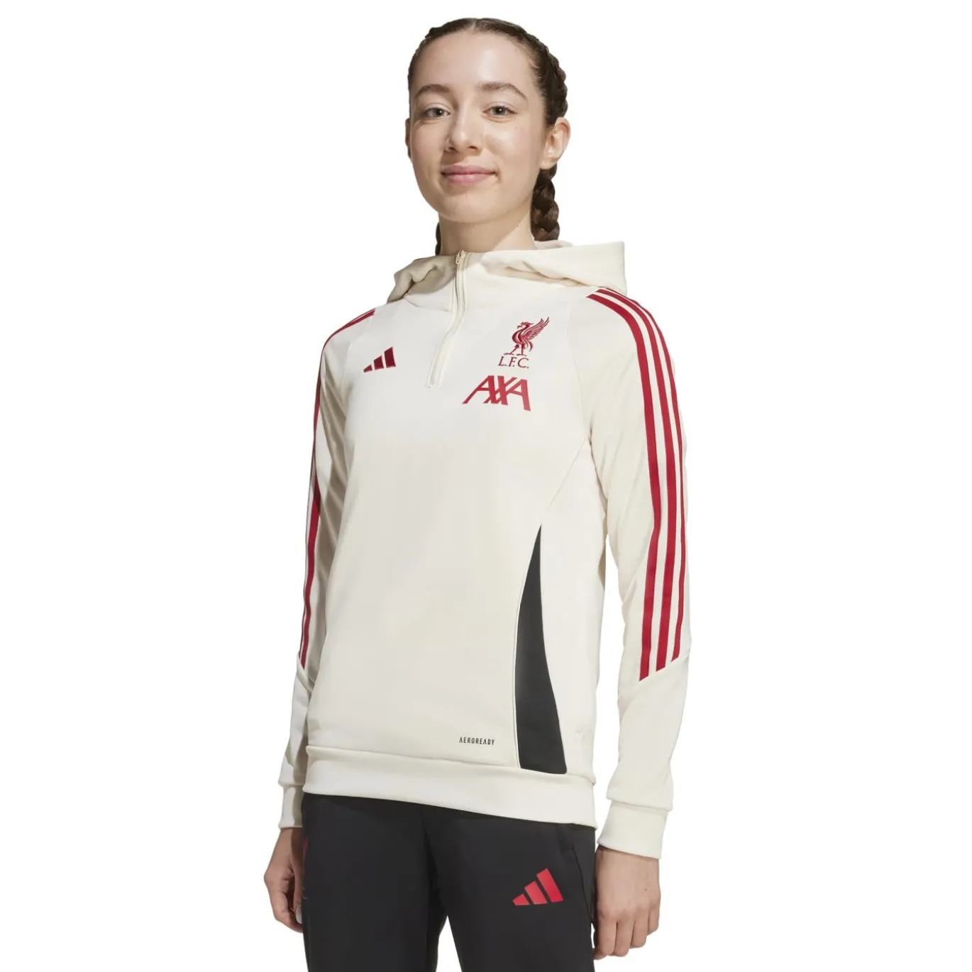 adidas Liverpool Track Hoodie 2025-2026 Kids Wit Rood Zwart