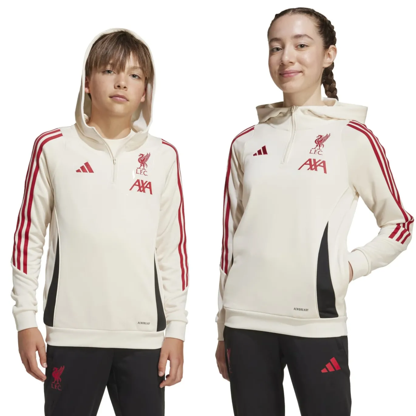 adidas Liverpool Track Trainingspak Hooded 2025-2026 Kids Wit Zwart Rood