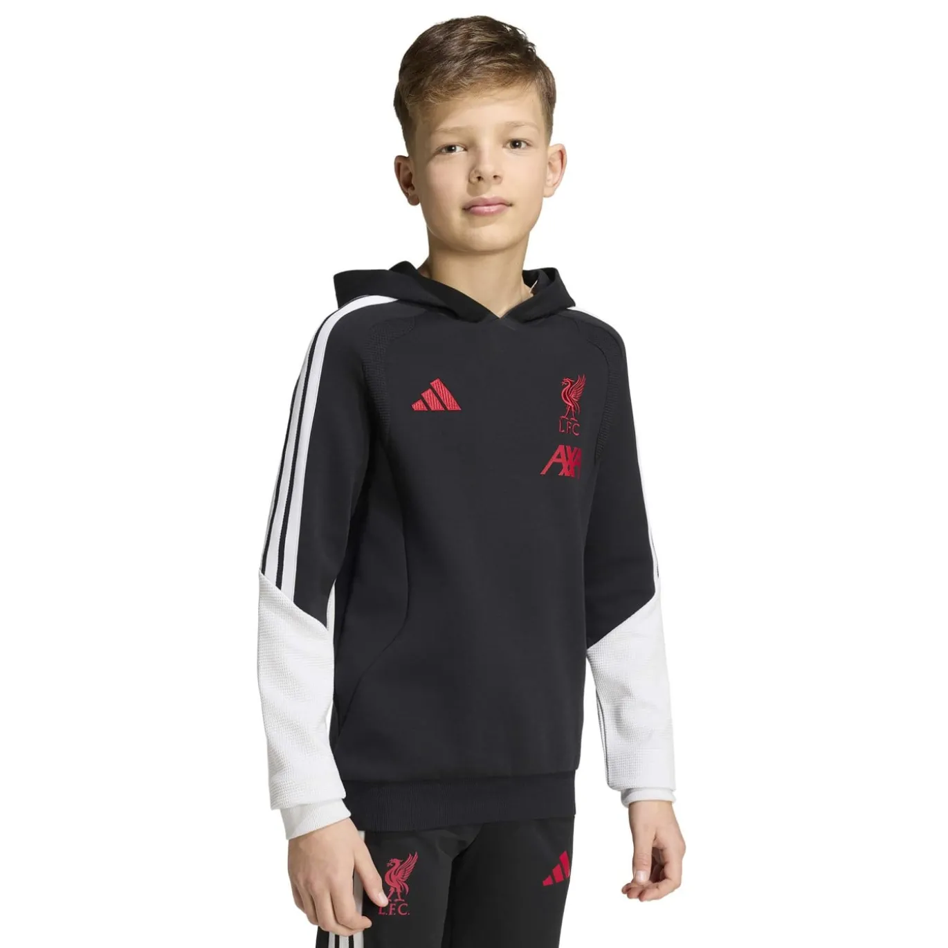 adidas Liverpool Trainingspak Hooded 2026-2027 Kids Zwart Grijs Wit Rood
