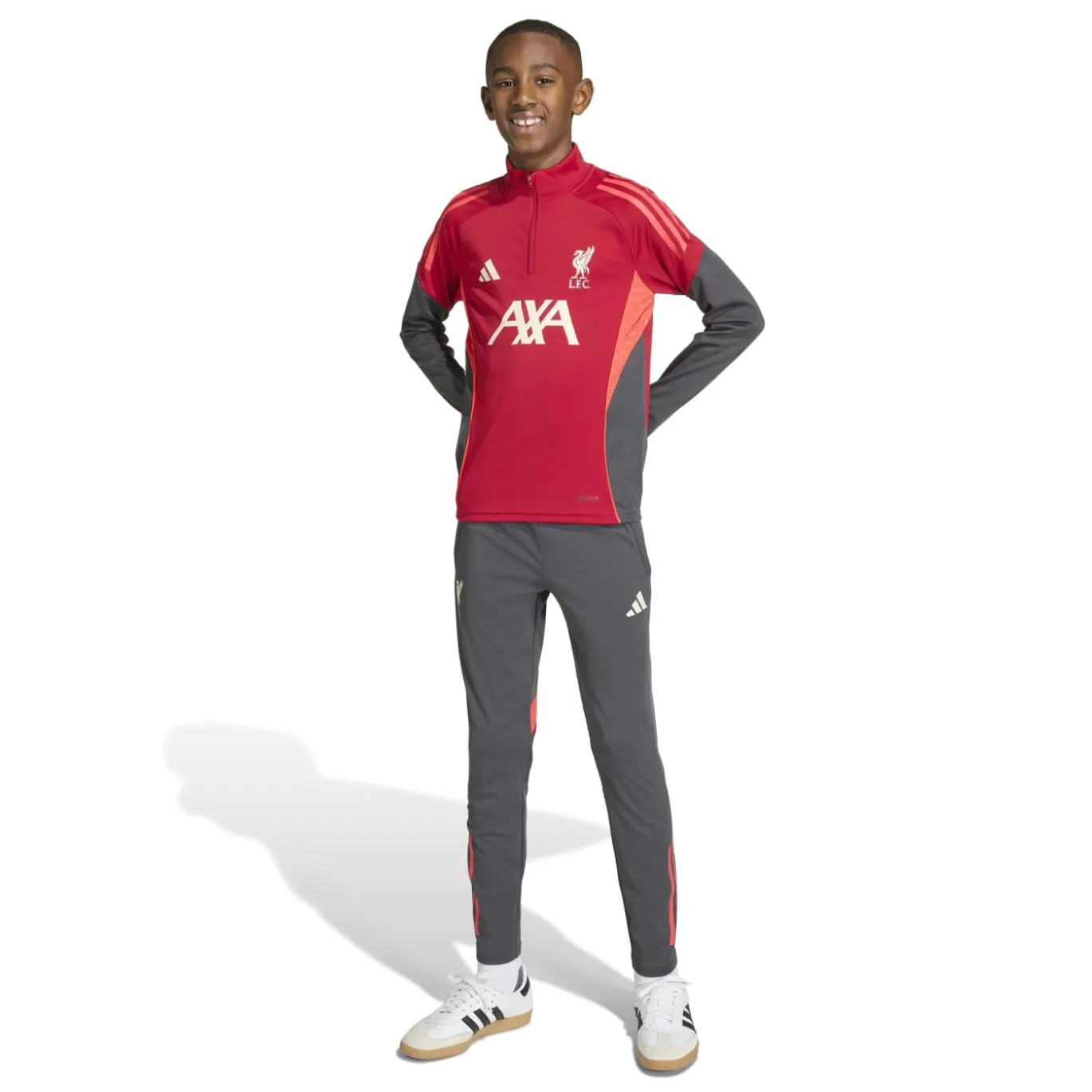 adidas Liverpool Trainingstrui 1/4-Zip 2025-2026 Kids Rood Grijs