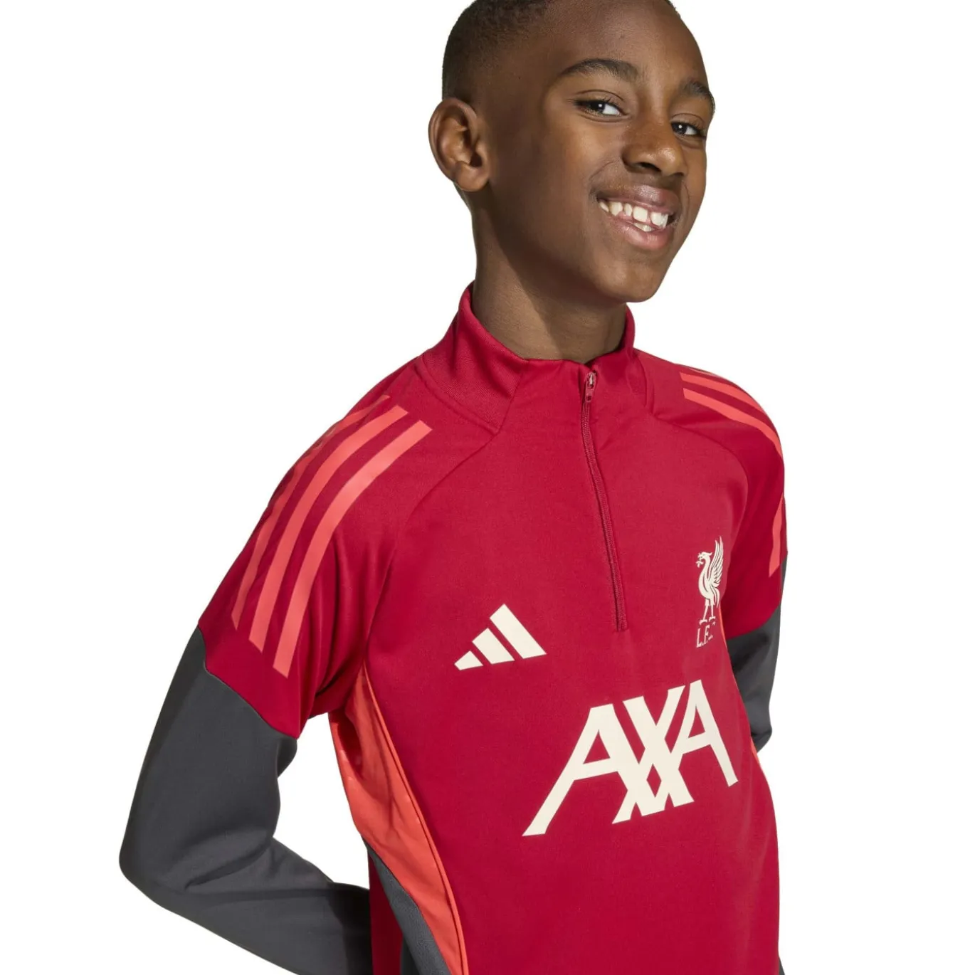 adidas Liverpool Trainingstrui 1/4-Zip 2025-2026 Kids Rood Grijs