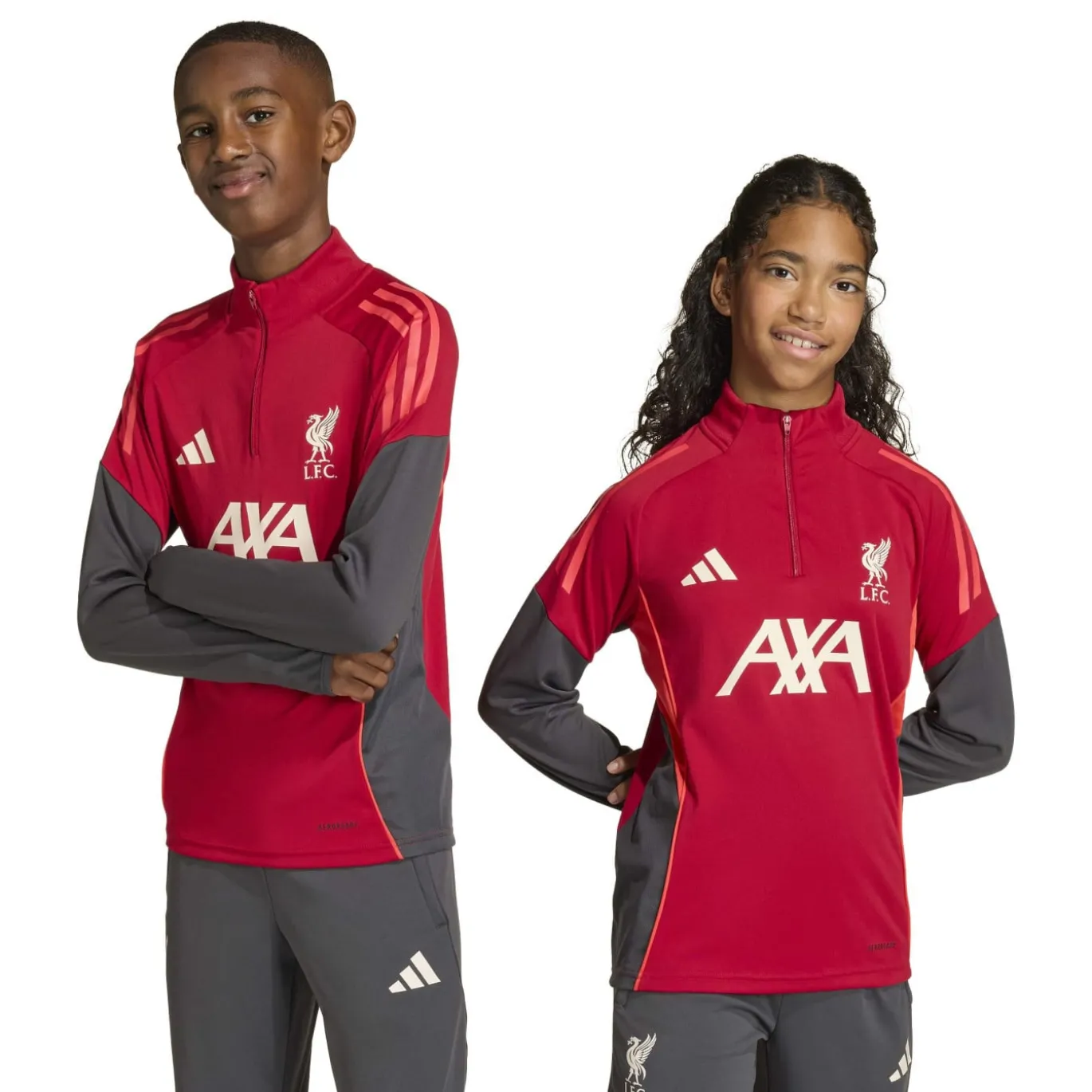 adidas Liverpool Trainingstrui 1/4-Zip 2025-2026 Kids Rood Grijs