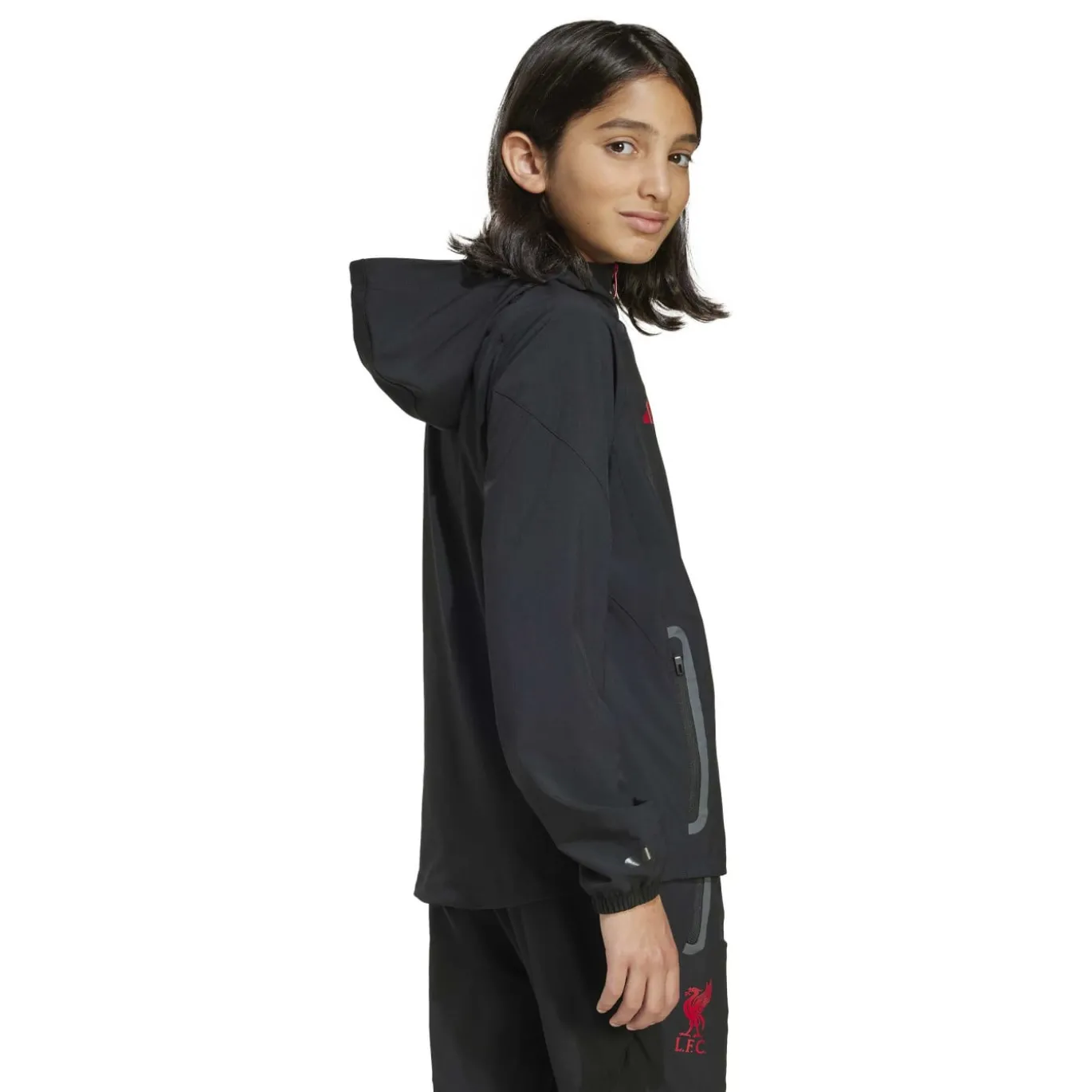 adidas Liverpool Vis Tech Trainingspak Full-Zip Kids Zwart Rood