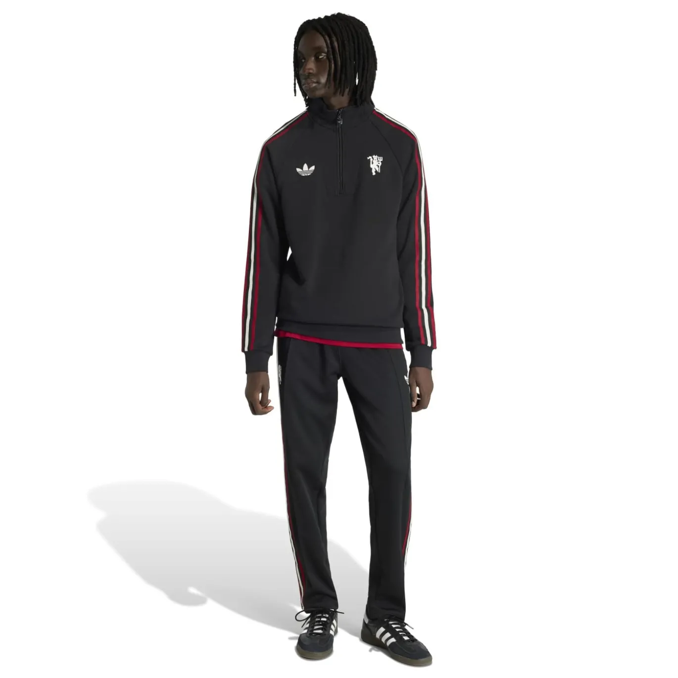 adidas Manchester United Originals Trainingspak 1/4-Zip Zwart Wit Rood