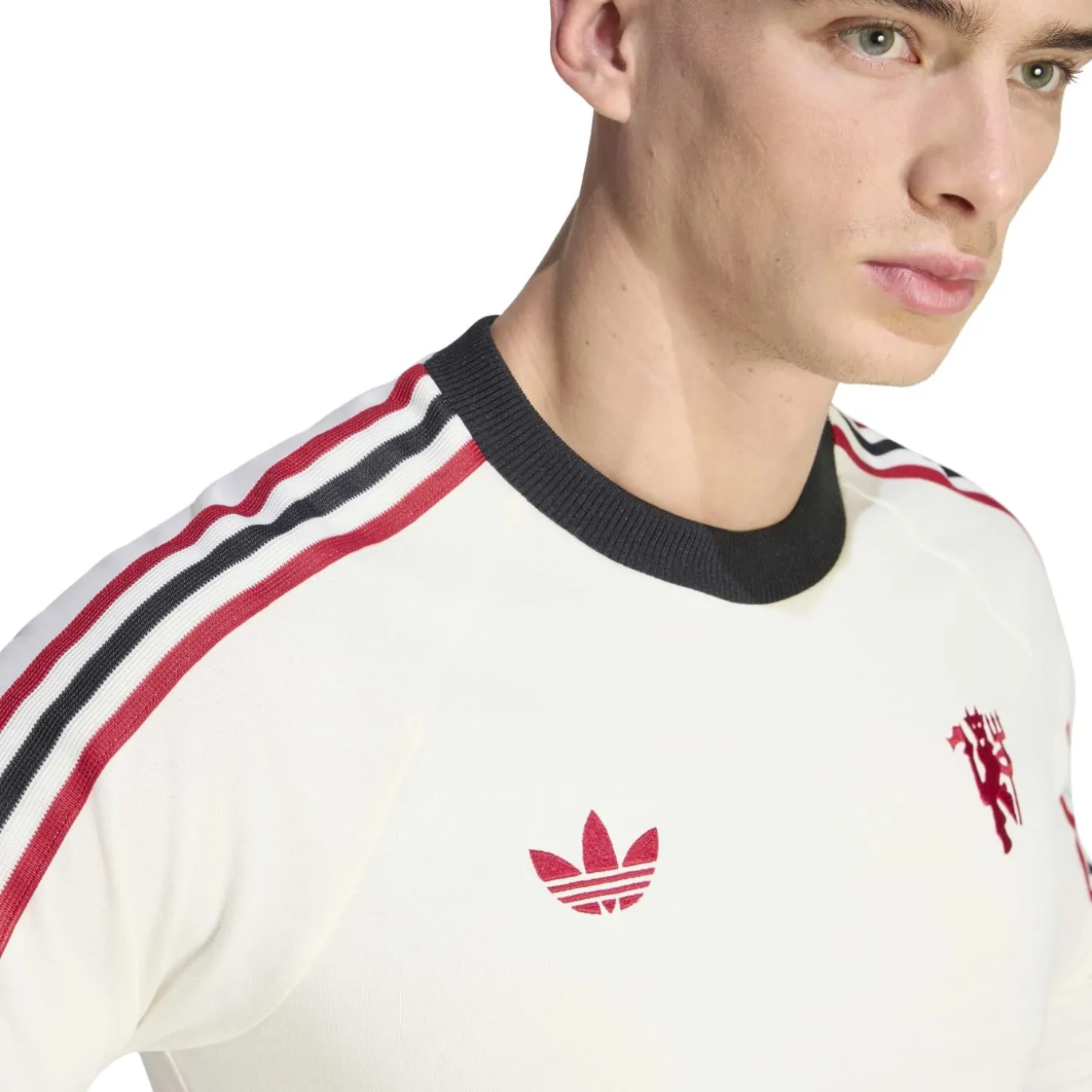 adidas Manchester United Originals T-Shirt Lange Mouwen Wit Rood Zwart