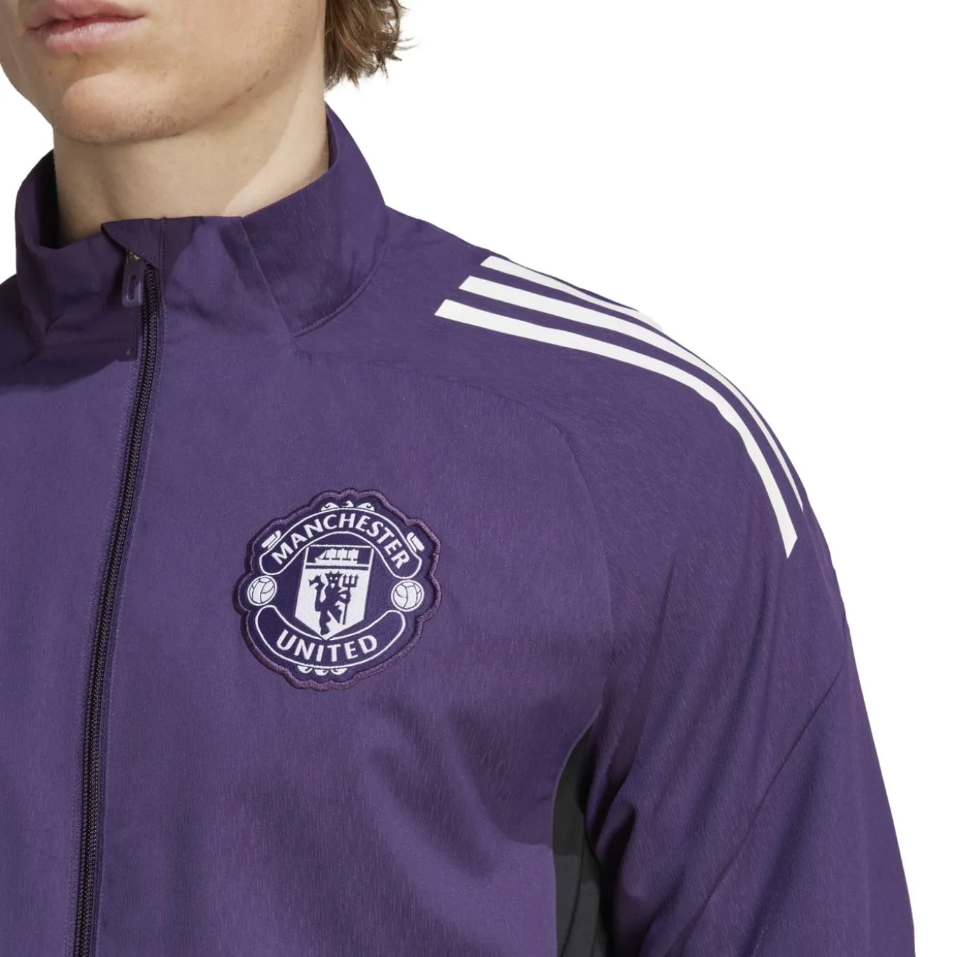 adidas Manchester United Presentatie Trainingspak Full-Zip 2025-2026 Paars Zwart Wit