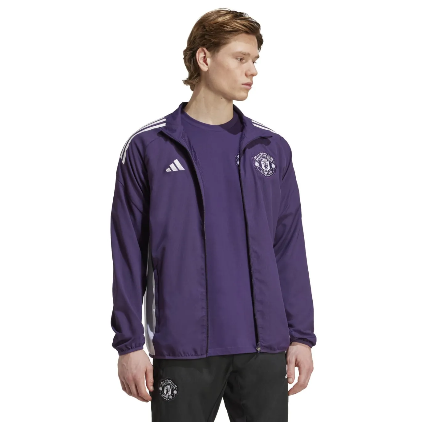 adidas Manchester United Presentatie Trainingspak Full-Zip 2025-2026 Paars Zwart Wit