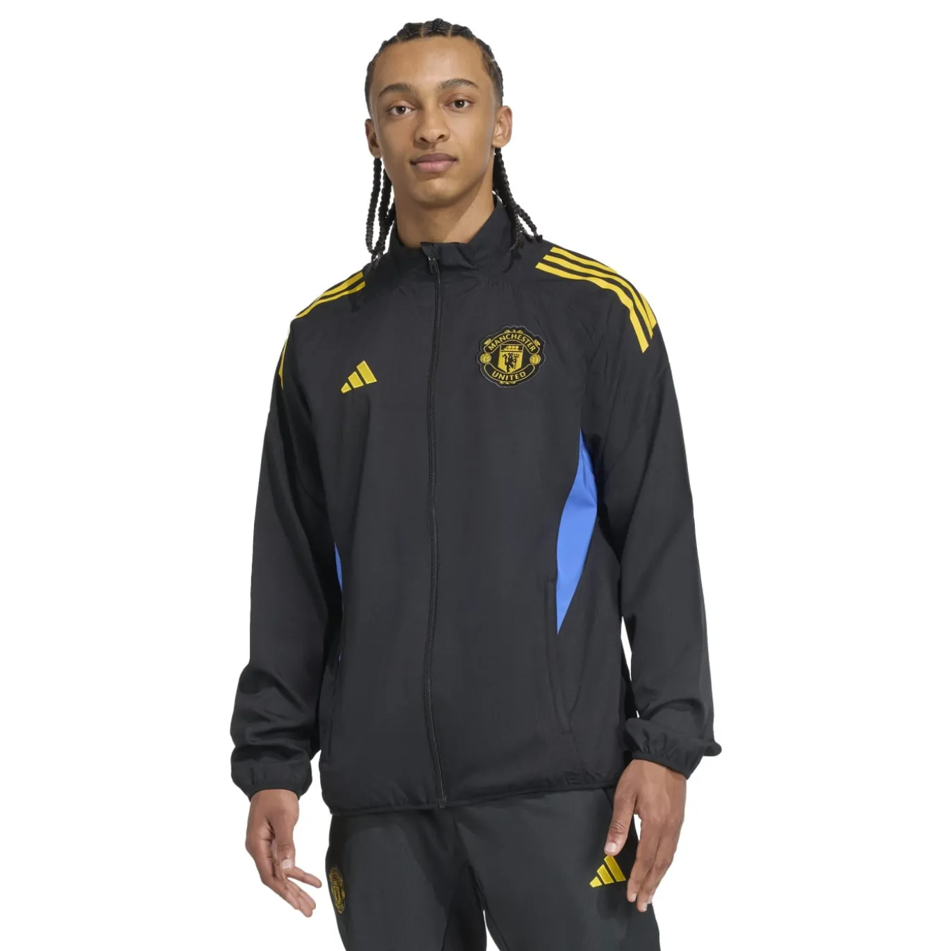adidas Manchester United Presentatie Trainingspak Full-Zip 2025-2026 Zwart Blauw Geel