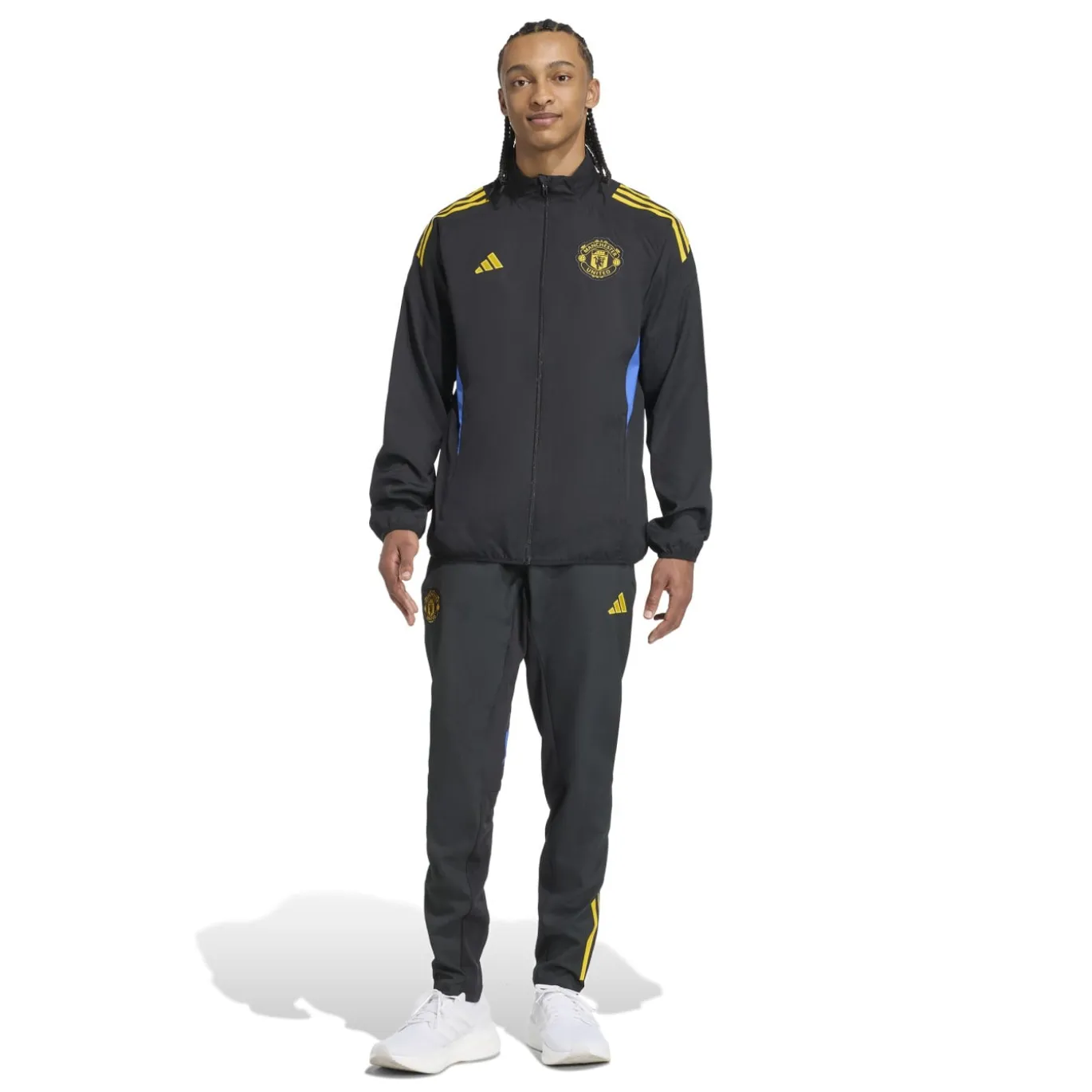 adidas Manchester United Presentatie Trainingspak Full-Zip 2025-2026 Zwart Blauw Geel