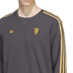 adidas Manchester United Terrace Icons Crew Sweater Donkergrijs Goud