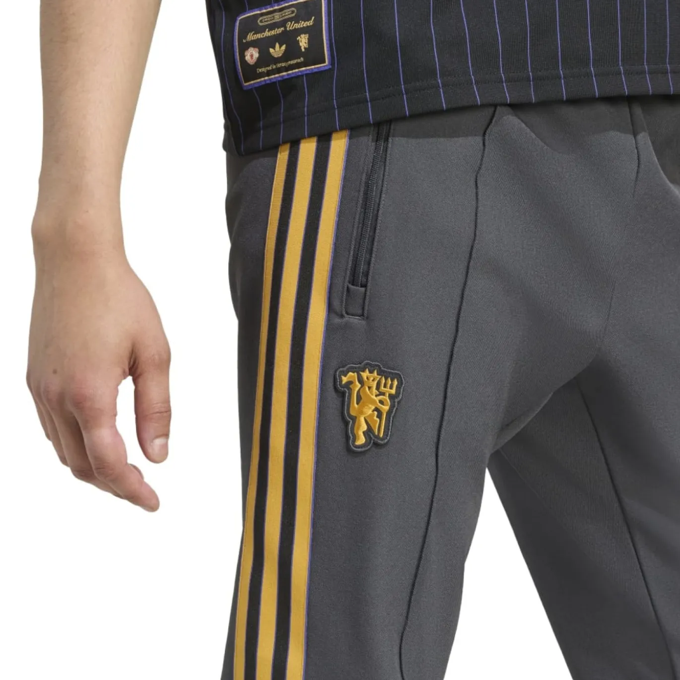adidas Manchester United Terrace Icons Trainingspak Full-Zip Donkergrijs Goud
