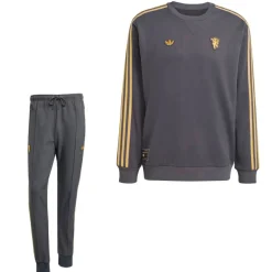 adidas Manchester United Terrace Icons Crew Trainingspak Donkergrijs Goud