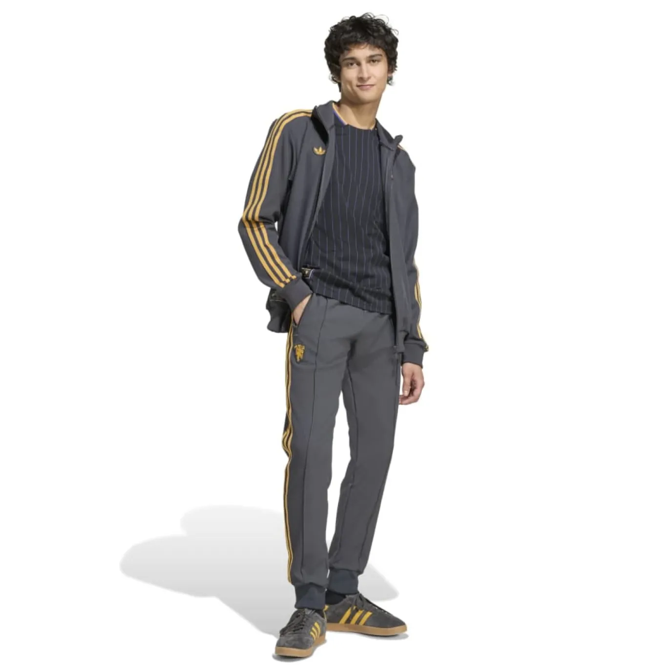 adidas Manchester United Terrace Icons Trainingsjack Donkergrijs Goud