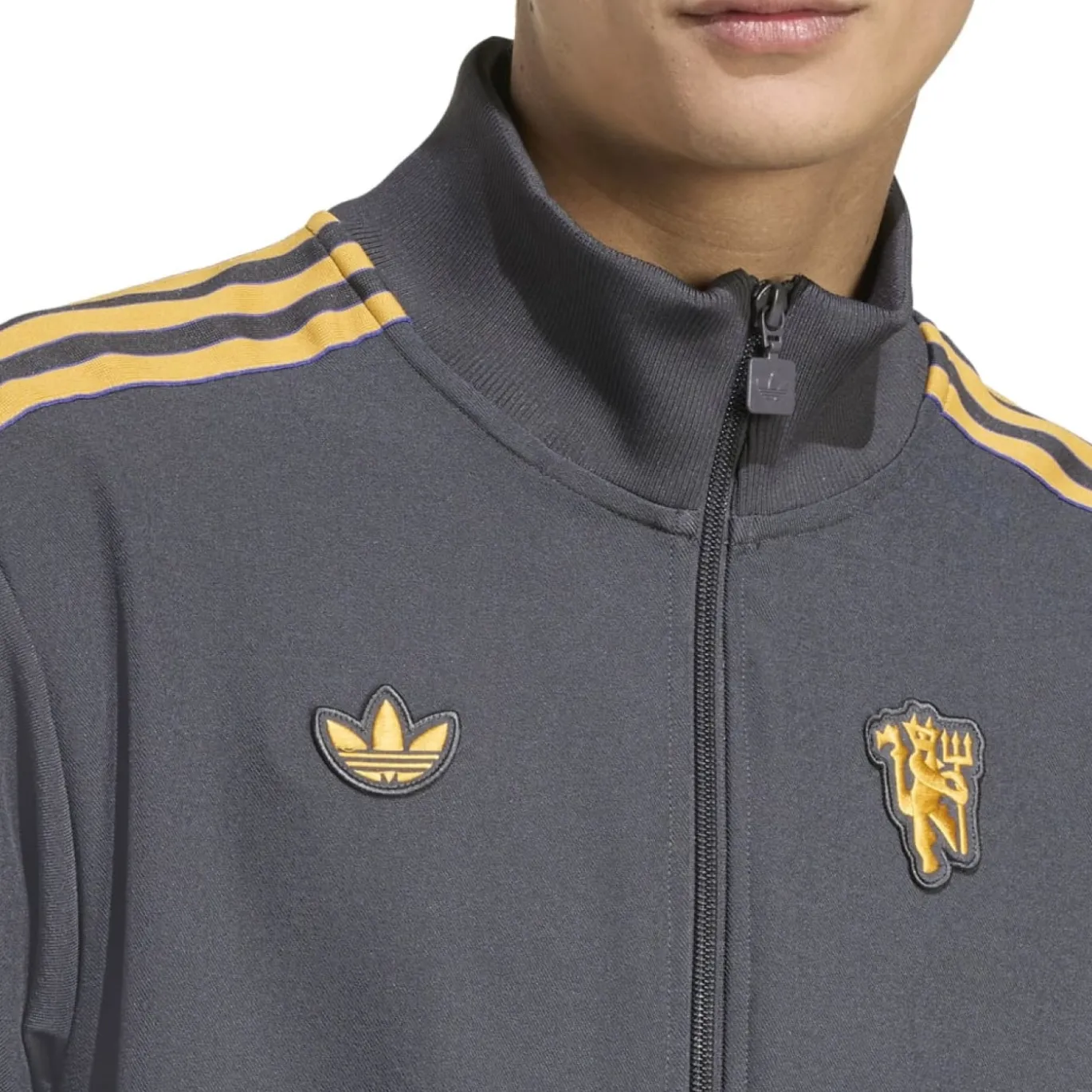adidas Manchester United Terrace Icons Trainingsjack Donkergrijs Goud