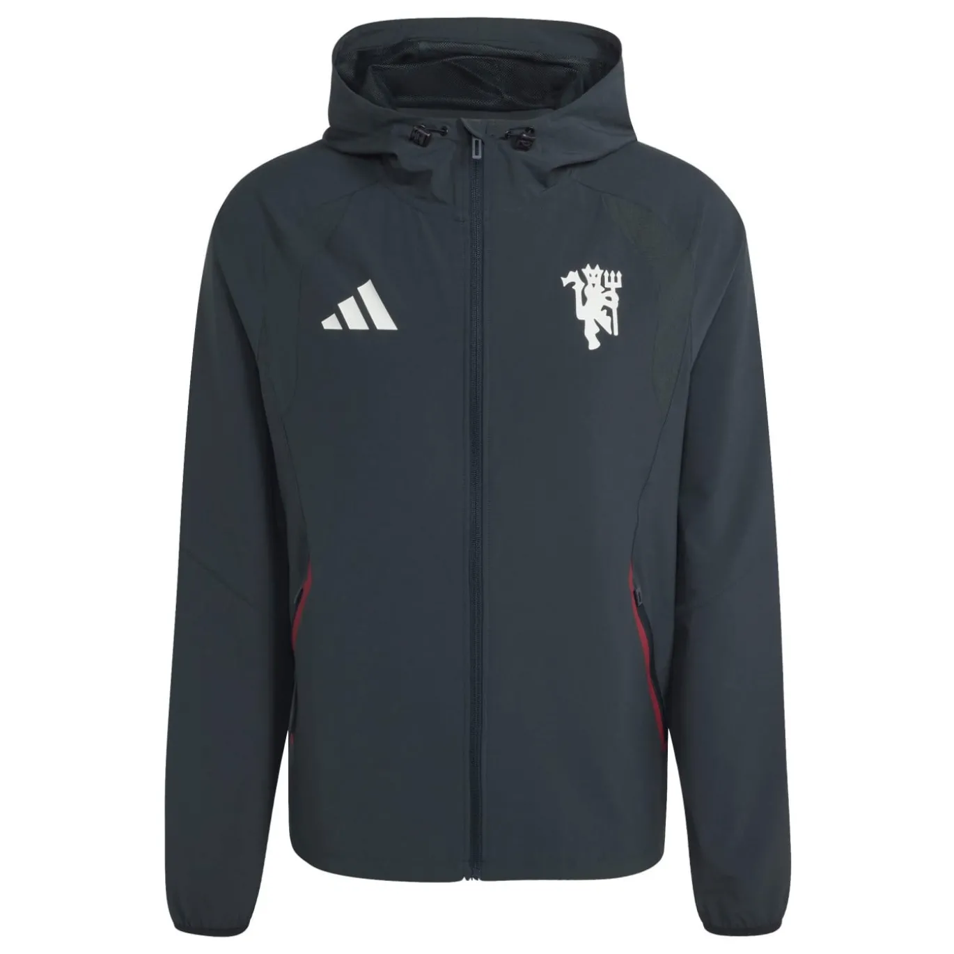 adidas Manchester United Tiro Travel Trainingsjack 2026-2027 Donkerolijfgroen Wit Rood
