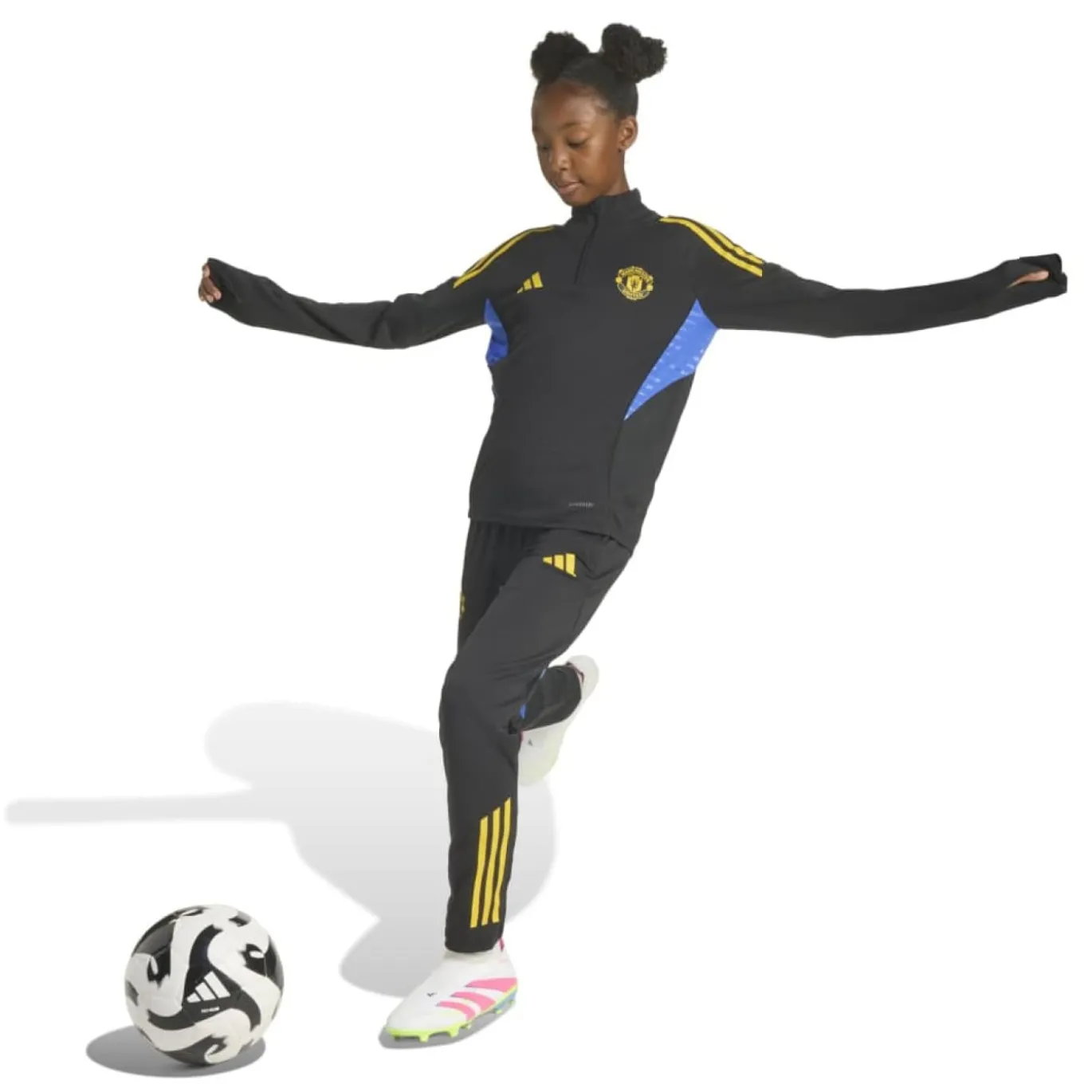 adidas Manchester United Trainingsbroek 2025-2026 Kids Zwart Blauw Geel