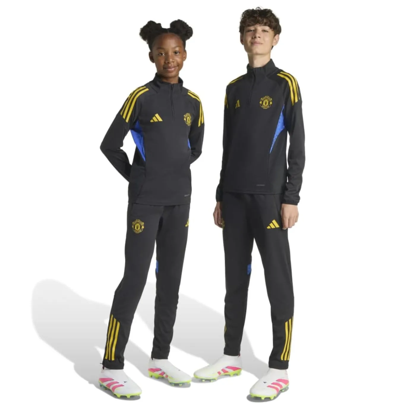 adidas Manchester United Trainingsbroek 2025-2026 Kids Zwart Blauw Geel