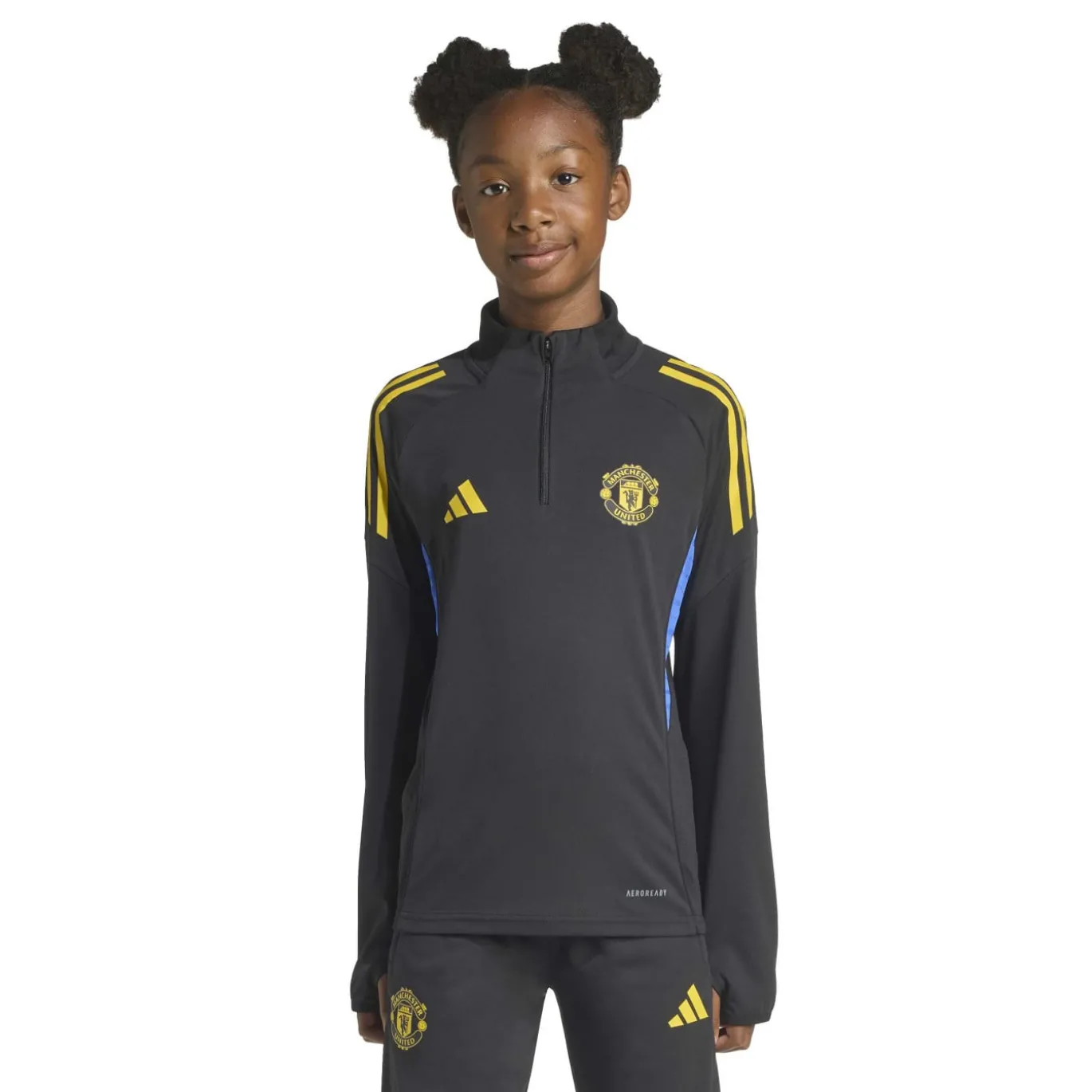 adidas Manchester United Trainingspak 1/4-Zip 2025-2026 Kids Zwart Blauw Geel