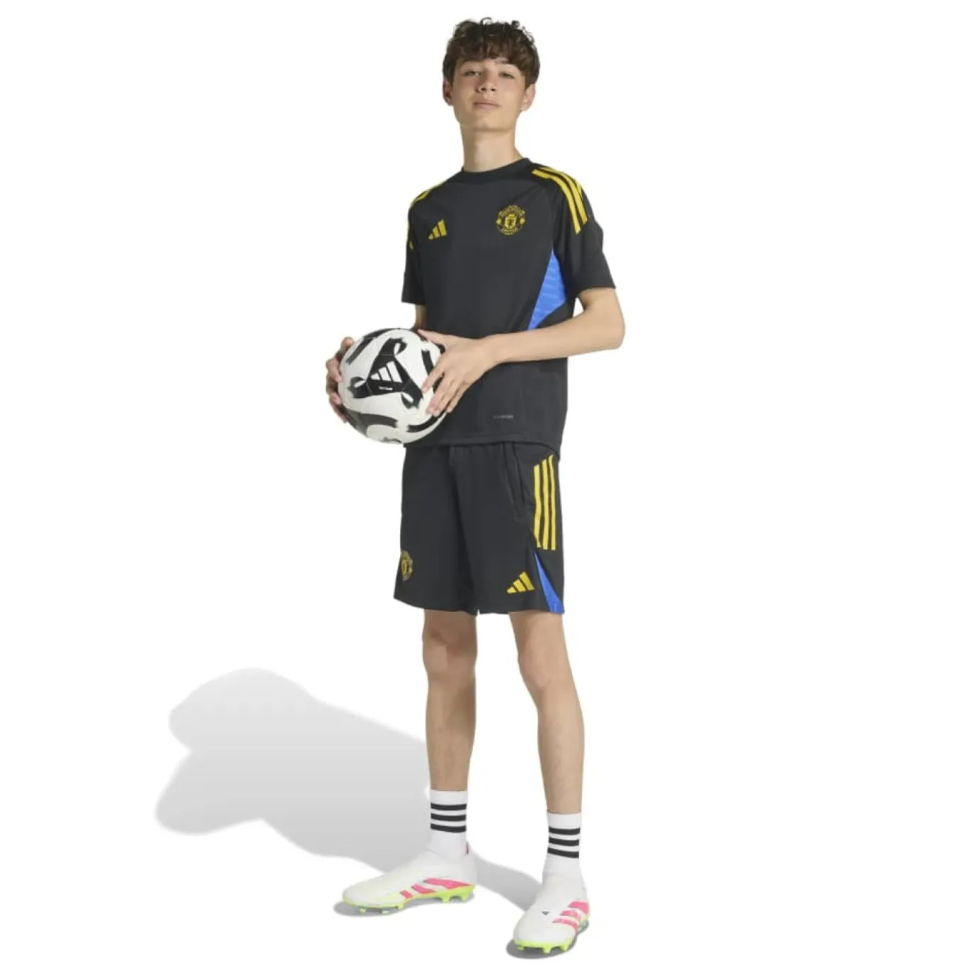 adidas Manchester United Trainingsshirt 2025-2026 Kids Zwart Blauw Geel