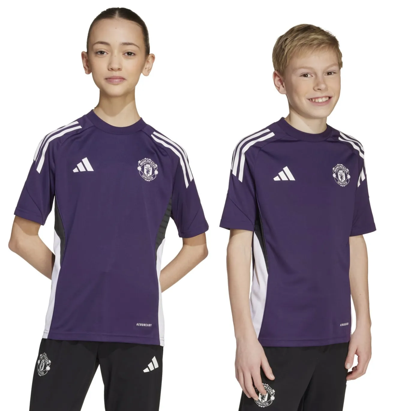 adidas Manchester United Trainingsset 2025-2026 Kids Paars Zwart Wit