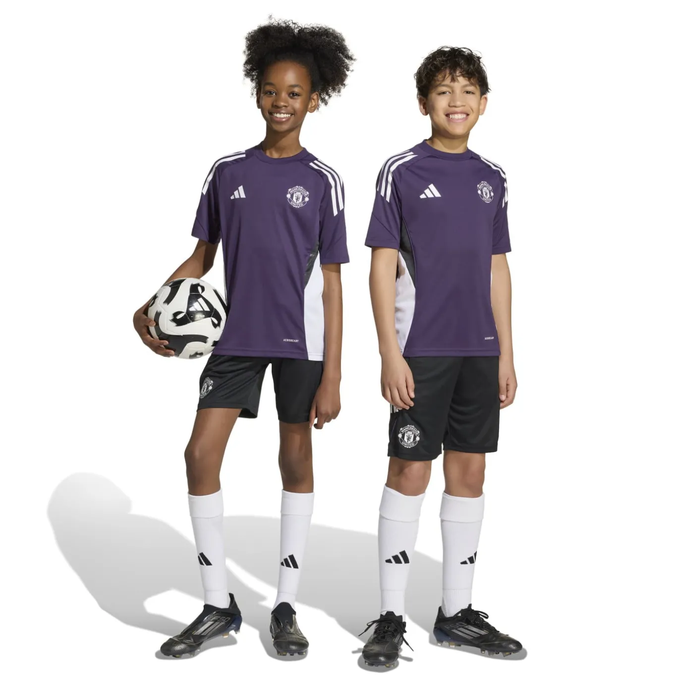 adidas Manchester United Trainingsset 2025-2026 Kids Paars Zwart Wit