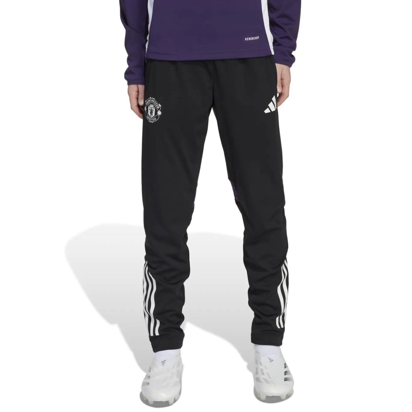 adidas Manchester United Trainingsbroek 2025-2026 Kids Zwart Wit Paars