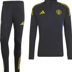 adidas Manchester United Trainingspak 1/4-Zip 2025-2026 Zwart Blauw Geel