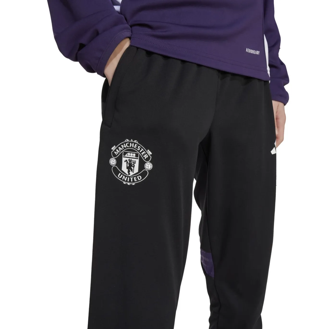 adidas Manchester United Track Trainingspak Hooded 2025-2025 Kids Paars Wit