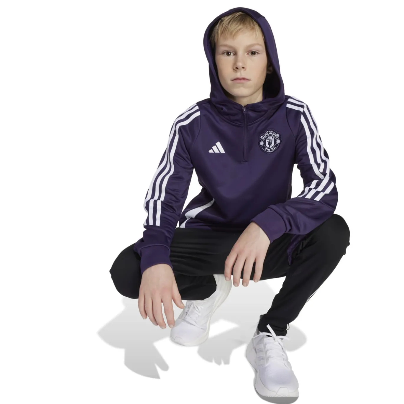 adidas Manchester United Track Trainingspak Hooded 2025-2025 Kids Paars Wit