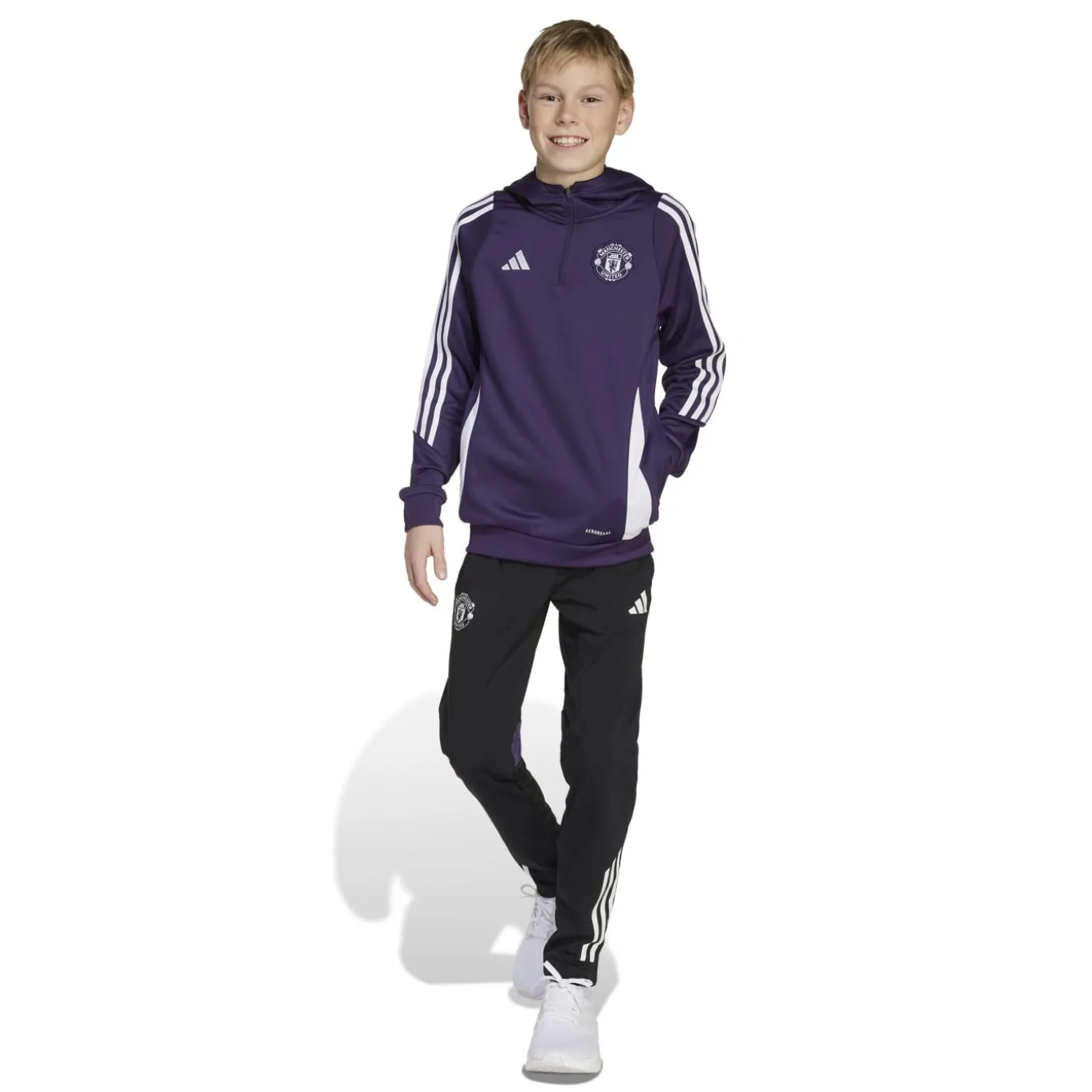 adidas Manchester United Track Trainingspak Hooded 2025-2025 Kids Paars Wit