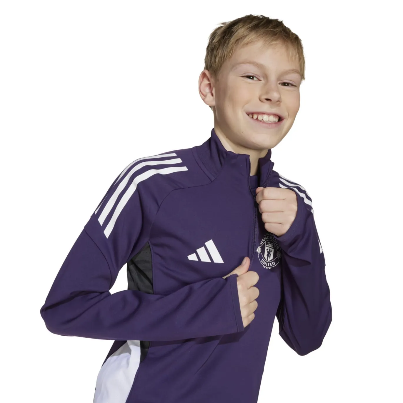 adidas Manchester United Trainingspak 1/4-Zip 2025-2026 Kids Paars Zwart Wit