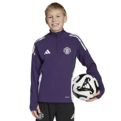adidas Manchester United Trainingspak 1/4-Zip 2025-2026 Kids Paars Zwart Wit