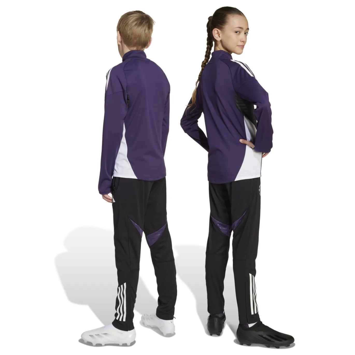 adidas Manchester United Trainingspak 1/4-Zip 2025-2026 Kids Paars Zwart Wit