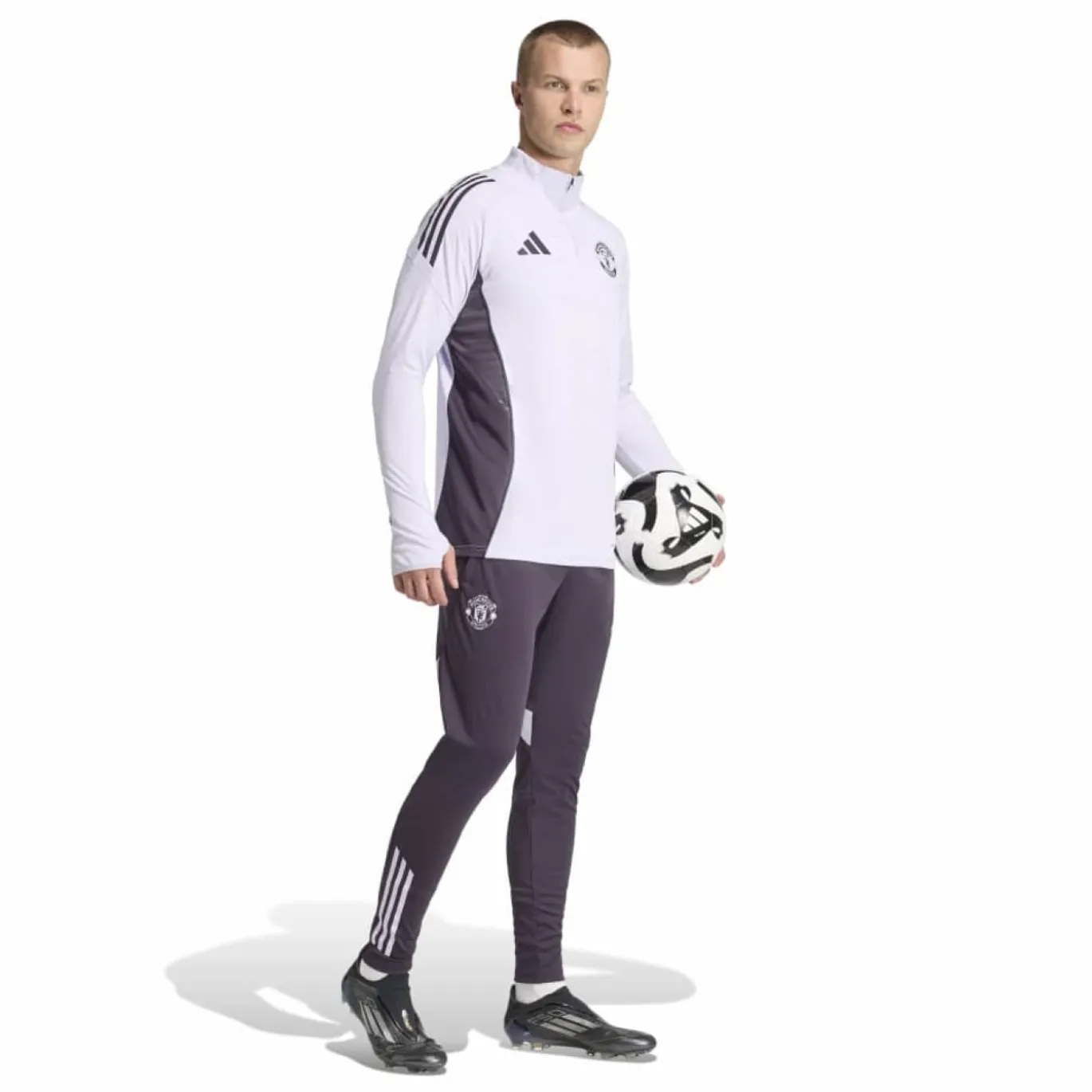 adidas Manchester United Trainingstrui 1/4-Zip 2025-2026 Paars Zwart