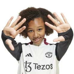 adidas Manchester United Trainingstrui 1/4-Zip 2024-2025 Kids Wit Zwart Rood