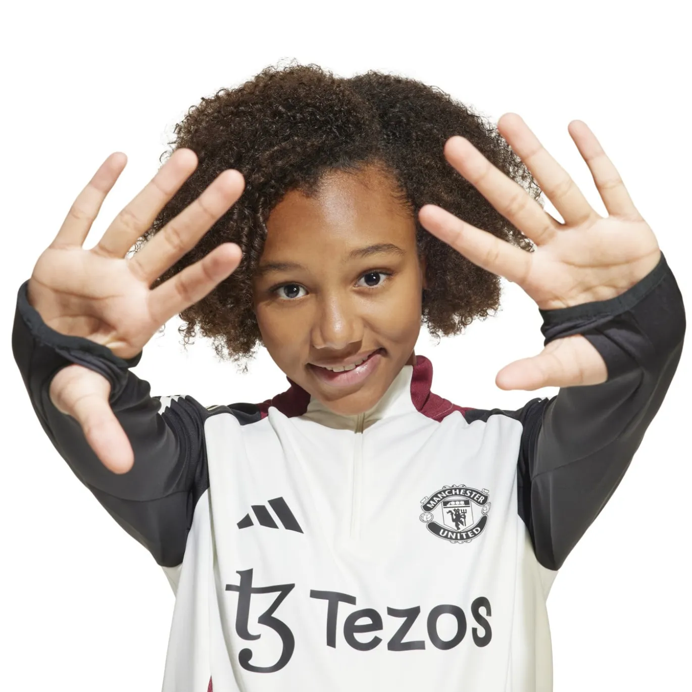 adidas Manchester United Trainingstrui 1/4-Zip 2024-2025 Kids Wit Zwart Rood