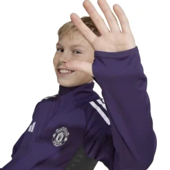 adidas Manchester United Trainingstrui 1/4-Zip 2025-2026 Kids Paars Wit Zwart