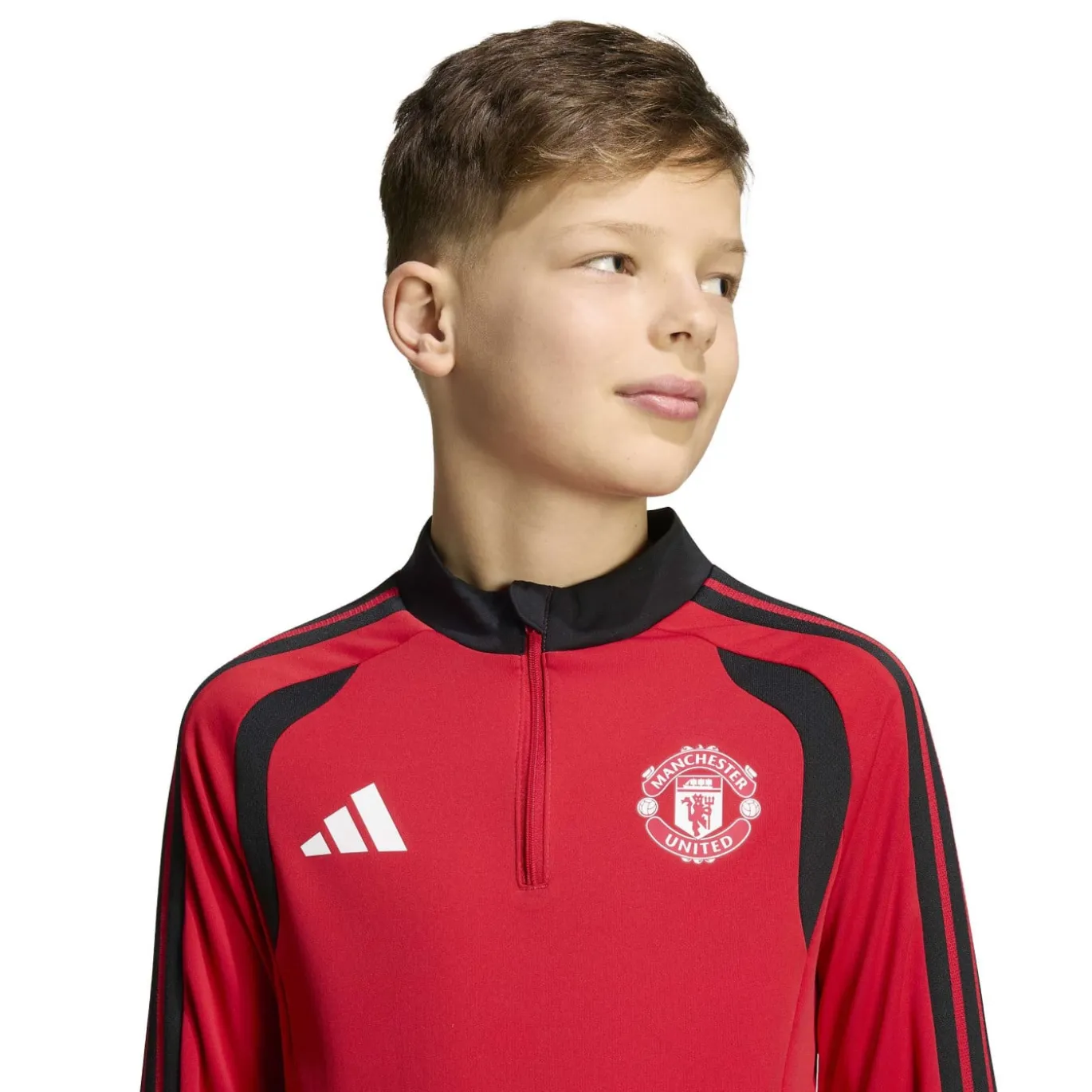 adidas Manchester United Trainingstrui 1/4-Zip 2026-2027 Kids Rood Zwart Wit