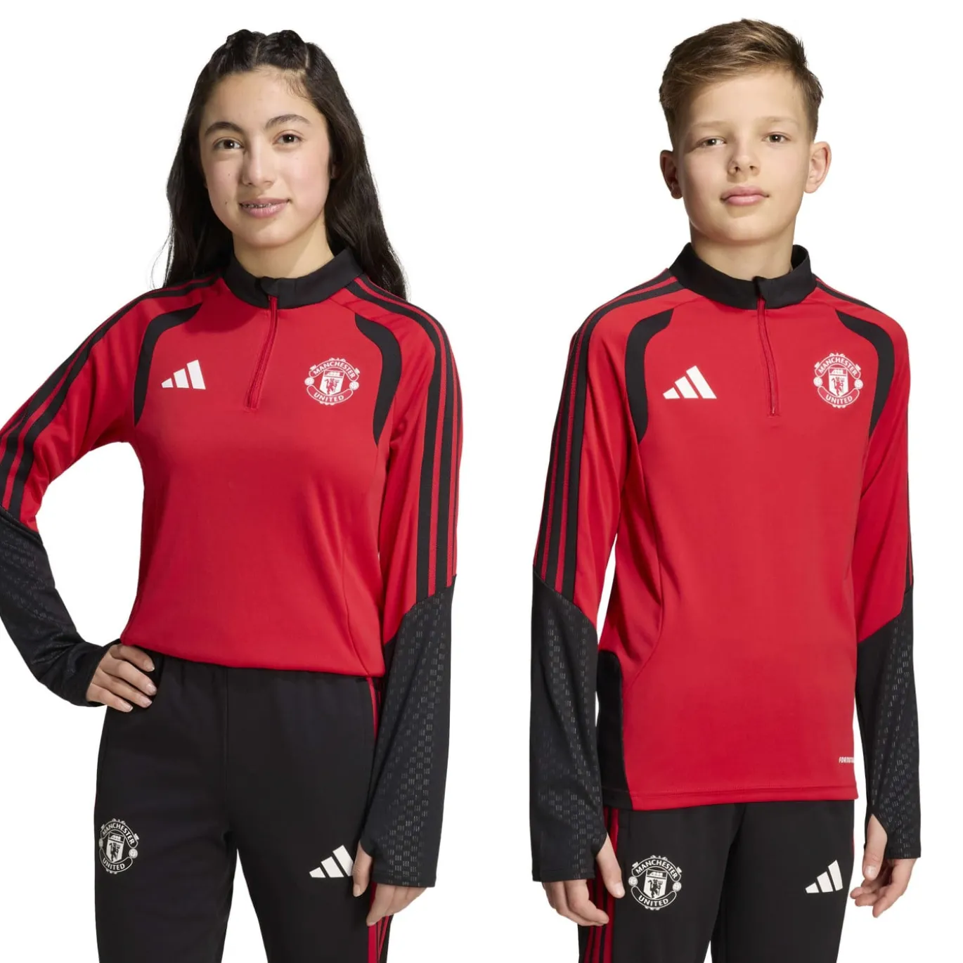 adidas Manchester United Trainingstrui 1/4-Zip 2026-2027 Kids Rood Zwart Wit